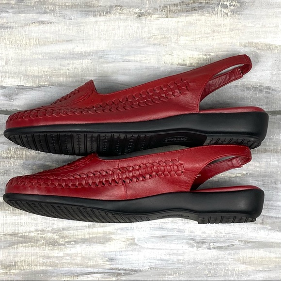 Classic Elements Brick Red Leather Slingback Flats “Hudson” Casual Sandal In Box - Picture 12 of 15